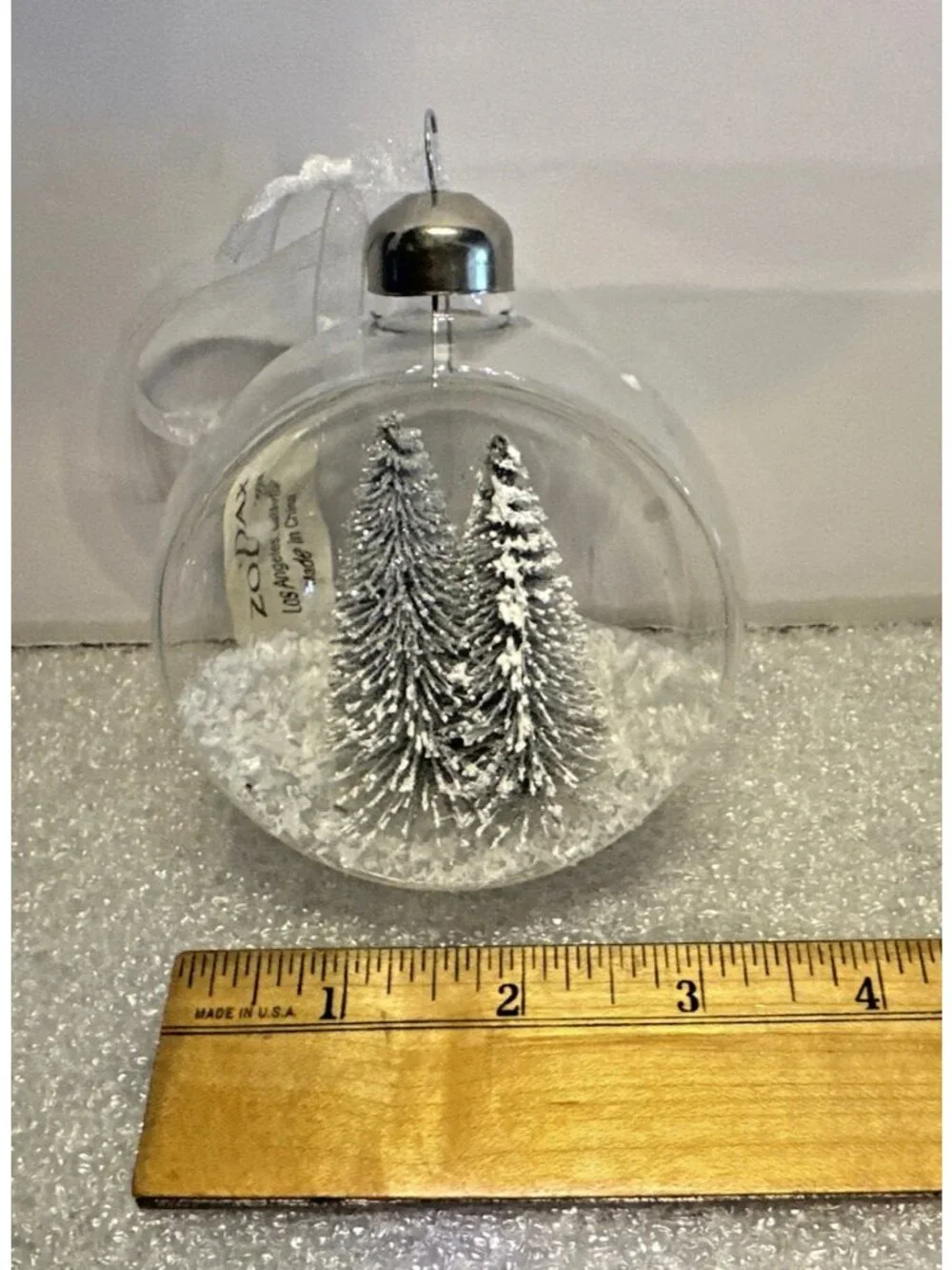 Zodax Clear Glass Diorama Christmas Ornament 3.5